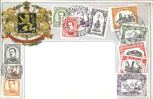 Briefmarke auf Ak Belgien Wappen Litho Kat. Besonderheiten