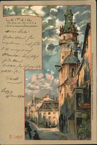 Cartoforli R. Nr. 2064 Leipzig Nicolai Kirche Kat. Kuenstlerlitho