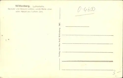 Wittenberg Lutherstadt Sanduhr und Betpult Luthers / Wittenberg /Wittenberg LKR