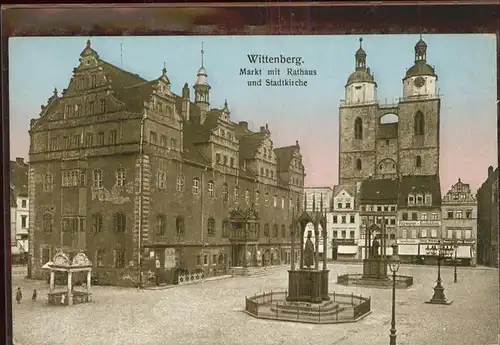 Wittenberg Lutherstadt Markt mit Rathaus und Stadtkirche / Wittenberg /Wittenberg LKR