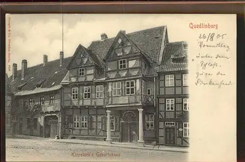 Quedlinburg Klopstocks Geburtshaus Kat. Quedlinburg