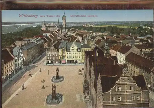 Wittenberg Lutherstadt Stadtblick mit Marktplatz und Kirche / Wittenberg /Wittenberg LKR