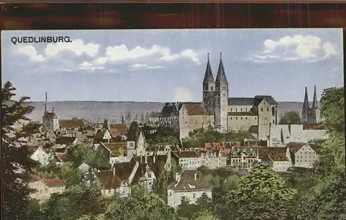 Quedlinburg Panorama mit Kirche Kat. Quedlinburg