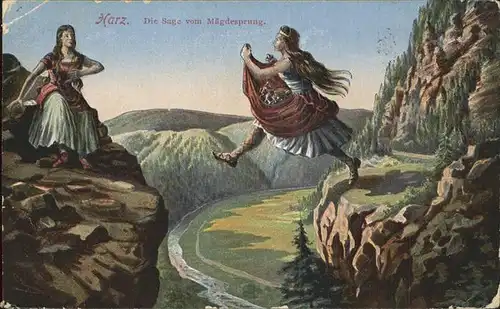 Maegdesprung Die Sage vom Maegdesprung Illustration Kat. Harzgerode