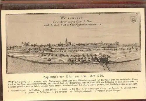 Wittenberg Lutherstadt Panorama Kupferstich von 1720 / Wittenberg /Wittenberg LKR