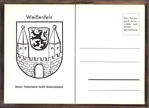 Weissenfels Saale Wappen Vaterland Stadt Kat. Weissenfels
