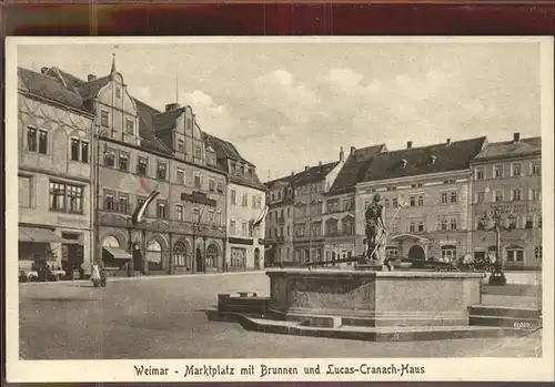 Weimar Thueringen Marktplatz Brunnen Luca-Cranach-Haus / Weimar /Weimar Stadtkreis