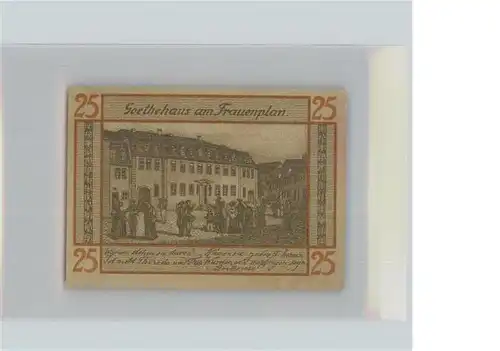 Weimar Thueringen Notgeld 25 Pfennig Gothehaus am Frauenplan / Weimar /Weimar Stadtkreis