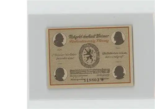 Weimar Thueringen Notgeld 25 Pfennig Goethetheater Goethe und Schiller Denkmal / Weimar /Weimar Stadtkreis