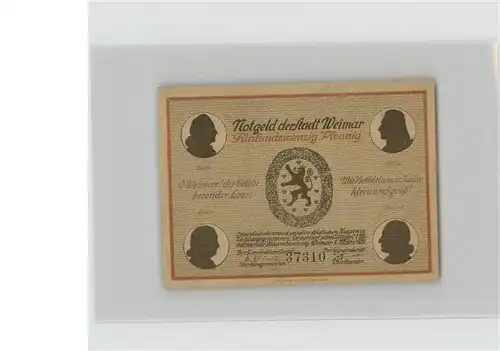 Weimar Thueringen Notgeld 25 Pfennig Stadtpanorama / Weimar /Weimar Stadtkreis