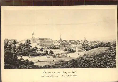 Weimar Thueringen Stadt-Panorama 1803-1806 Kuenstlerkarte Georg Melchior Kraus / Weimar /Weimar Stadtkreis