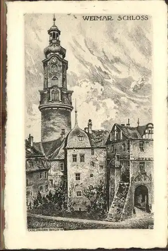 Weimar Thueringen Schloss Kuenstlerkarte Kupferdruck Carl Jander / Weimar /Weimar Stadtkreis