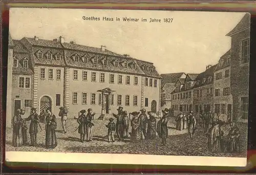 Weimar Thueringen Goethes Haus an 1827 Kuenstlerkarte / Weimar /Weimar Stadtkreis