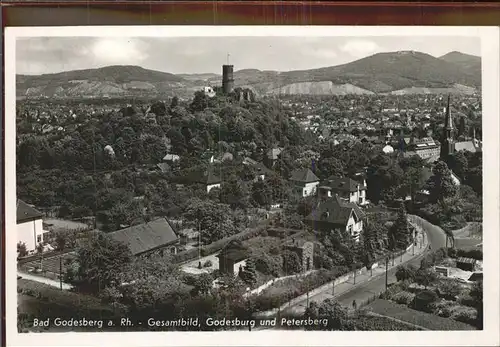 Bad Godesberg Gesamtansicht mit Godesburg Petersberg Kat. Bonn