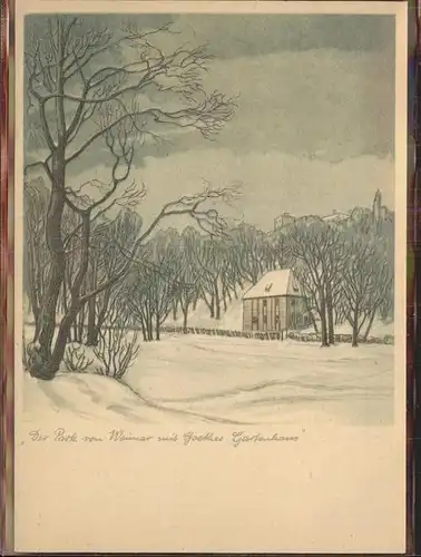 Weimar Thueringen Park mit Goethes Gartenhaus im Schnee Kuenstlerkarte / Weimar /Weimar Stadtkreis