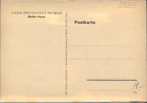 Weimar Thueringen Bode-Haus Kuenstlerkarte Kurt Halboth / Weimar /Weimar Stadtkreis