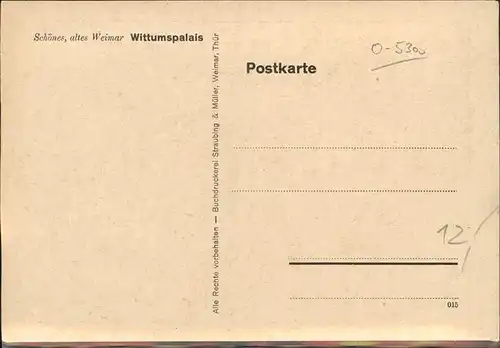 Weimar Thueringen Wittumspalais Kuenstlerkarte / Weimar /Weimar Stadtkreis