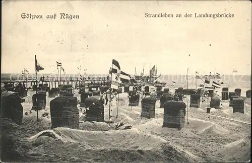 Goehren Ruegen Strandleben an der Landungsbruecke Strandkorb Kat. Goehren Ruegen