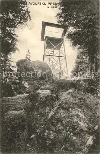 Blankenburg Harz Wolfsklippen mit Aussichtsturm Kat. Blankenburg