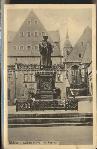 Eisleben Lutherdenkmal mit Rathaus Kat. Eisleben