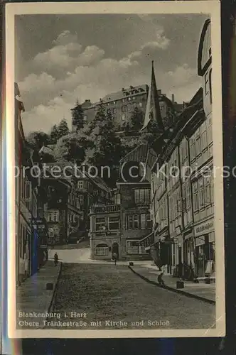 Blankenburg Harz Obere Traenkestrasse mit Kirche und Schloss Kat. Blankenburg
