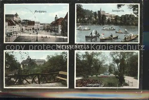 Weissenfels Saale Marktplatz Saale Ruderboote Stadtgarten Schloss Augustusburg / Weissenfels /Burgenlandkreis LKR