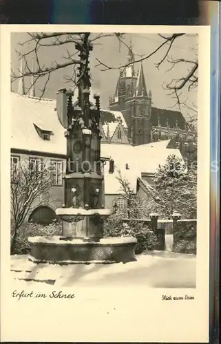 Erfurt Blick zum Dom mit Denkmal im Schnee Kat. Erfurt