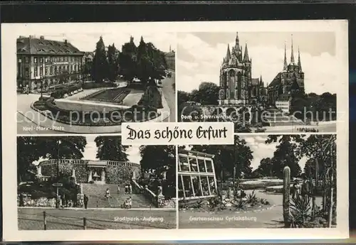 Erfurt Dom und St. Severikirche Treppe Gartenschau Cyriaksburg Stadtpark Karl Marx Platz Kat. Erfurt