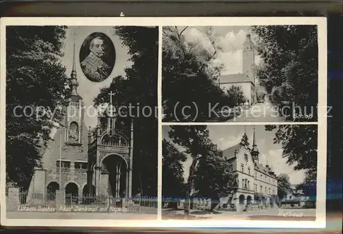 Luetzen Gustav Adolph Denkmal mit Kapelle Schloss Rathaus Kat. Luetzen