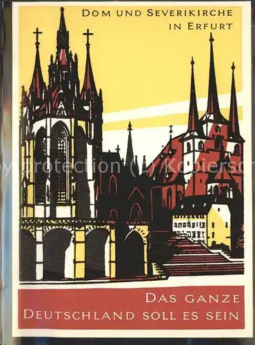 Erfurt Dom und Severikirche Kuenstlerkarte Grafik Kat. Erfurt