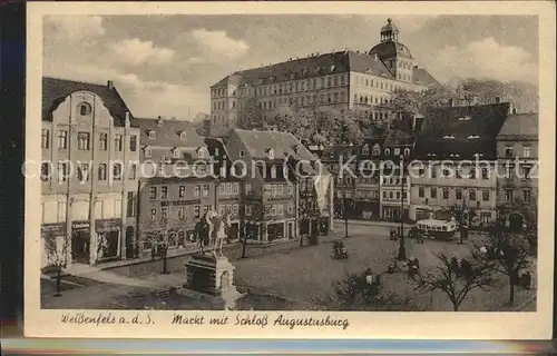 Weissenfels Saale Markt mit Schloss Augustusburg Denkmal Bus Kat. Weissenfels