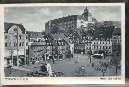 Weissenfels Saale Markt mit Schloss Bus Denkmal Kat. Weissenfels
