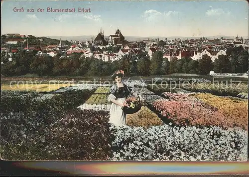 Erfurt Blumenstadt Frau mit Blumenkorb Kat. Erfurt