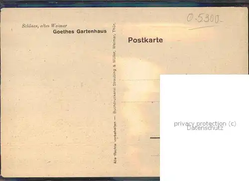 Weimar Thueringen Goethes Gartenhaus Zeichnung / Weimar /Weimar Stadtkreis