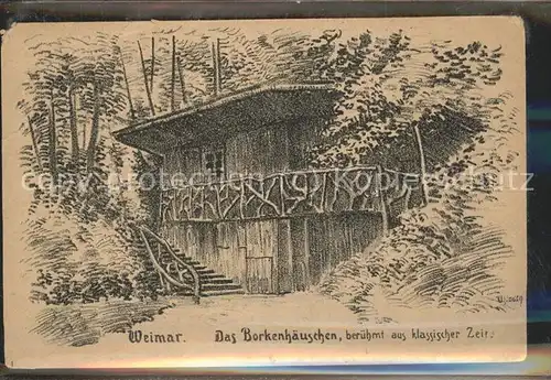 Weimar Thueringen Das Borkenhaeuschen Bleistiftskizze / Weimar /Weimar Stadtkreis