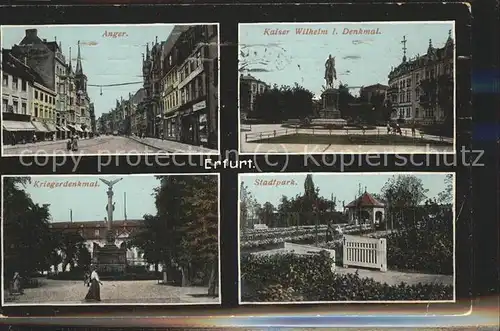 Erfurt Anger Kaiser Wilhelm Denkmal Kriegerdenkmal Stadtpark Feldpost Kat. Erfurt