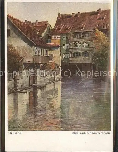 Erfurt Blick zur Kraemerbruecke Aquarell Kat. Erfurt