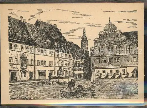 Weimar Thueringen Marktplatz Zeichnung / Weimar /Weimar Stadtkreis