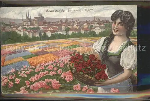 Erfurt Panorama Blumenmaedchen Kat. Erfurt