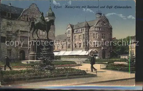 Erfurt Kaiserplatz mit Denkmal und Cafe Hohenzollern Kat. Erfurt