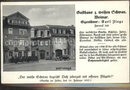 Weimar Thueringen Goethehaus Gasthaus zum weissen Schwan / Weimar /Weimar Stadtkreis