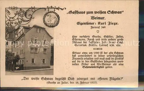 Weimar Thueringen Gasthaus zum weissen Schwan / Weimar /Weimar Stadtkreis