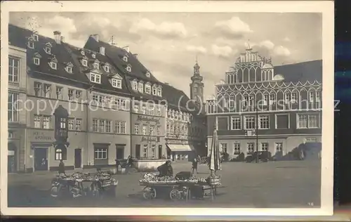 Weimar Thueringen Markt mit Marktstaenden / Weimar /Weimar Stadtkreis