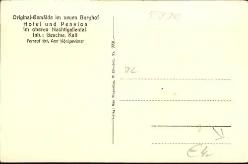 wb15322 Koenigswinter Gemaelde aus dem Burghof Hotel Pension * Kategorie. Koenigswinter Alte Ansichtskarten