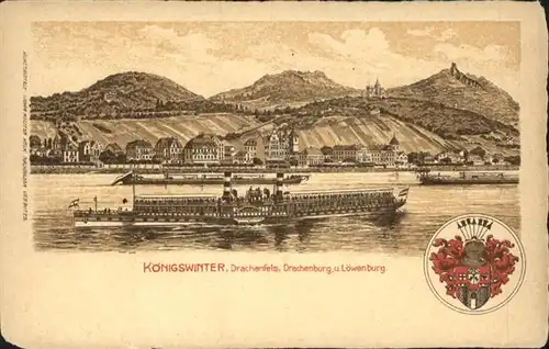 wb15511 Koenigswinter Drachenfels Drachenburg Loewenburg Schiff * Kategorie. Koenigswinter Alte Ansichtskarten