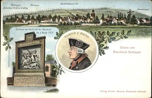 Rossbach Merseburg Friedrich d. Grosse Denkmal Schlacht Pfaarhaus Kat. Braunsbedra