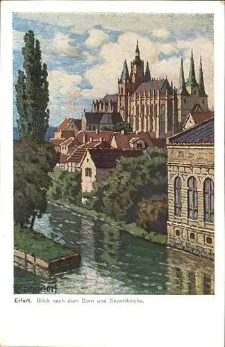 Erfurt Dom Severikirche Kuenstlerkarte Bahndorf Kat. Erfurt