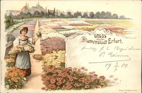 Erfurt Blumenstadt Frau Feld Kat. Erfurt