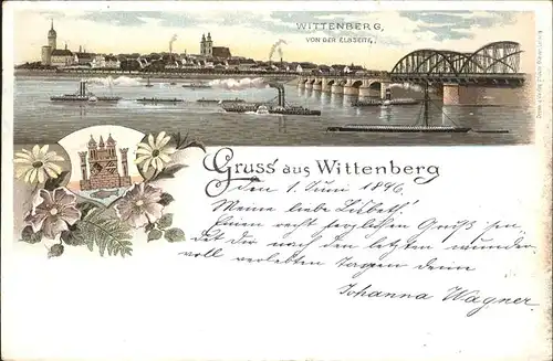 Wittenberg Lutherstadt Seitenraddampfer Wappen Elbseite / Wittenberg /Wittenberg LKR