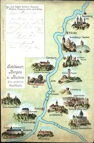 Bad Koesen Landkarte Rost Kahla Leuchtenburg Naumburg Burgen Kat. Bad Koesen